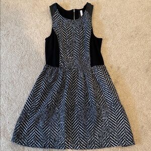 Women’s Black and Grey Fit and Flare Dress